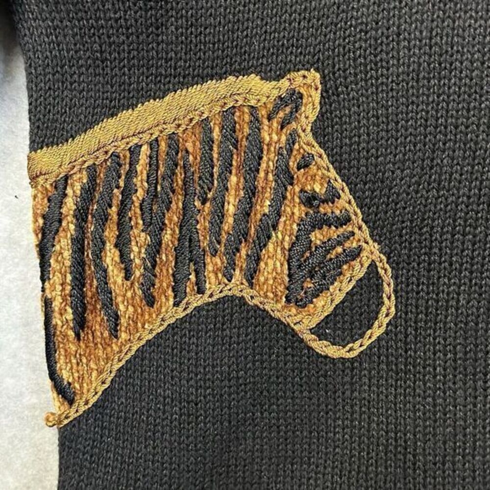 Vintage VICTORIA HARBOUR Safari Cardigan Sweater Animal Print Black Womens Small - Picture 9 of 12